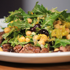 Flank Steak with Chickpea Arugula Salad